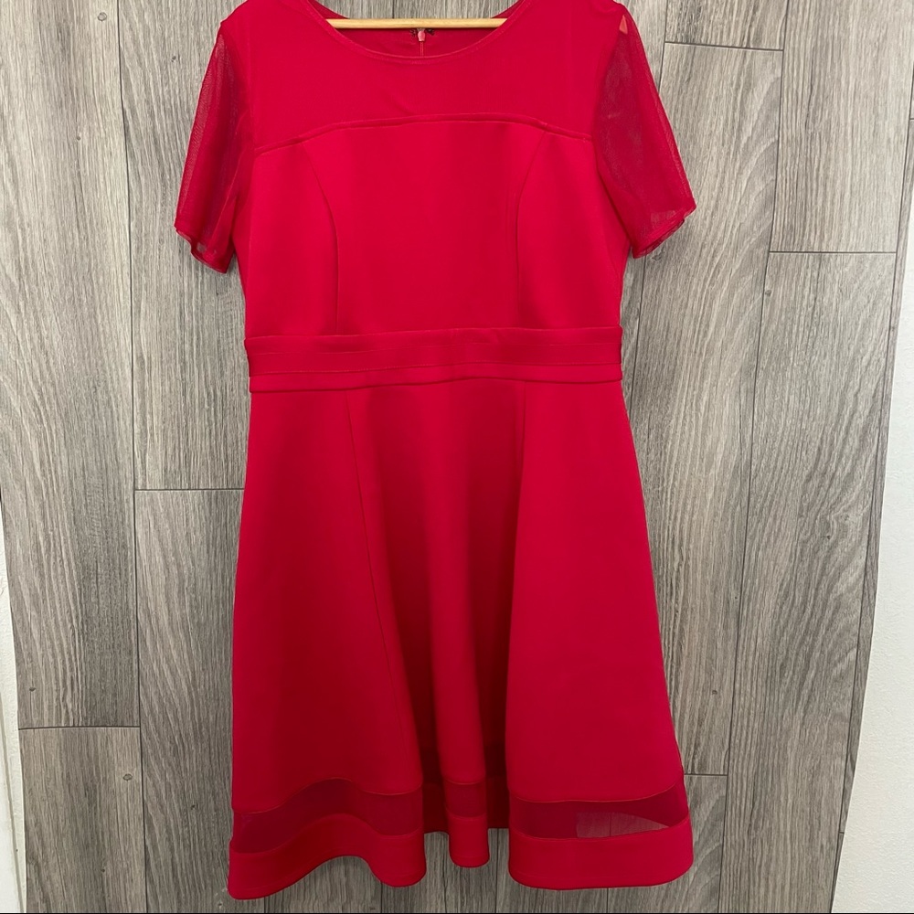 Lane Bryant red dress midi with mesh detail